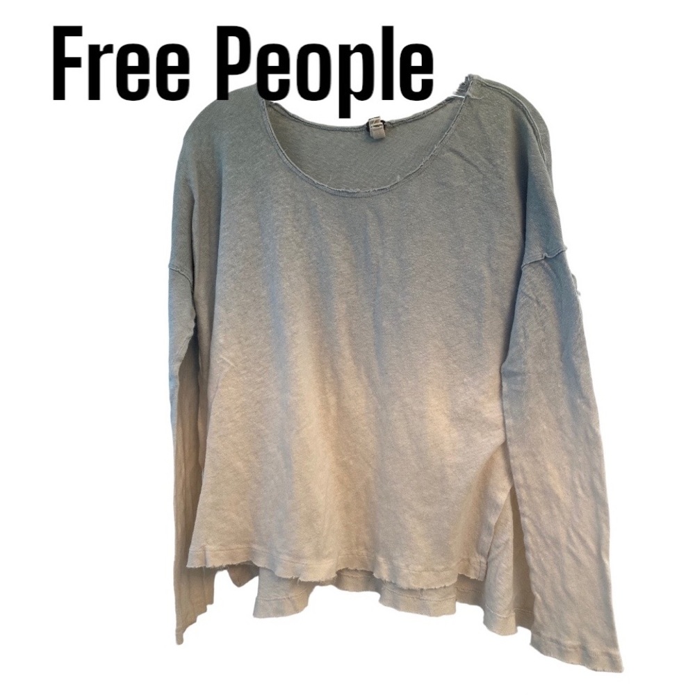 FREE PEOPLE Starry Night Dip Dye Ombre Linen Top S